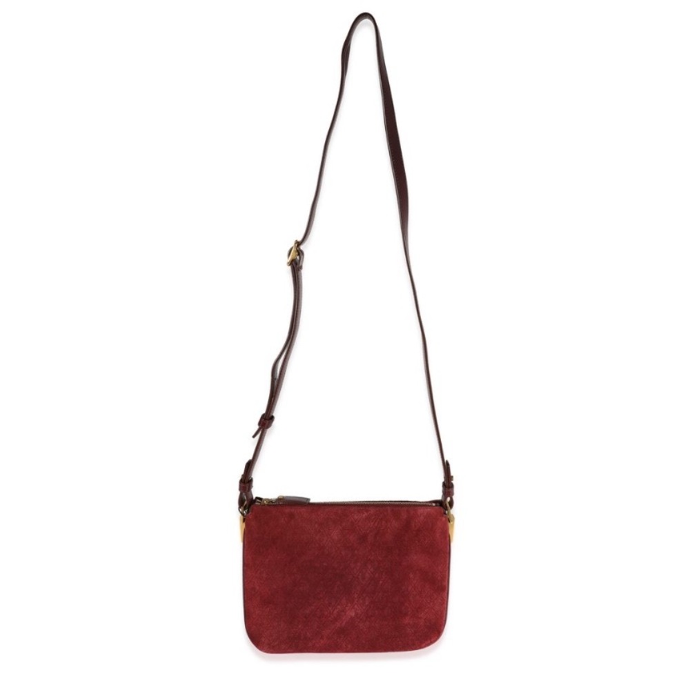 SAINT LAURENT Suede All-Over Monogram Crossbody Burgundy - Picture 5 of 11